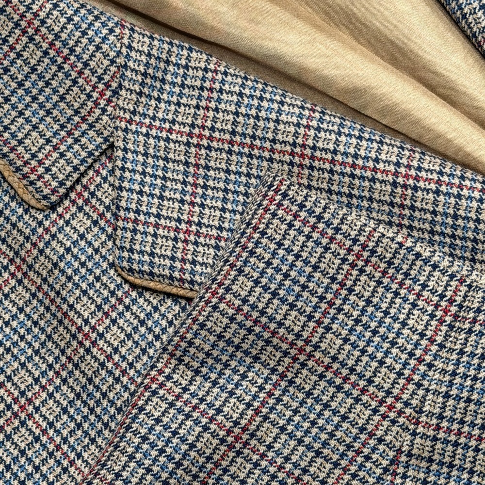 Pendleton Blazer Women 18W Tan Blue Red Plaid 100% Virgin Wool Plus Size Jacket - Picture 1 of 8
